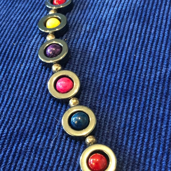 Handmade hematite and stone necklace - Picture 5 of 8